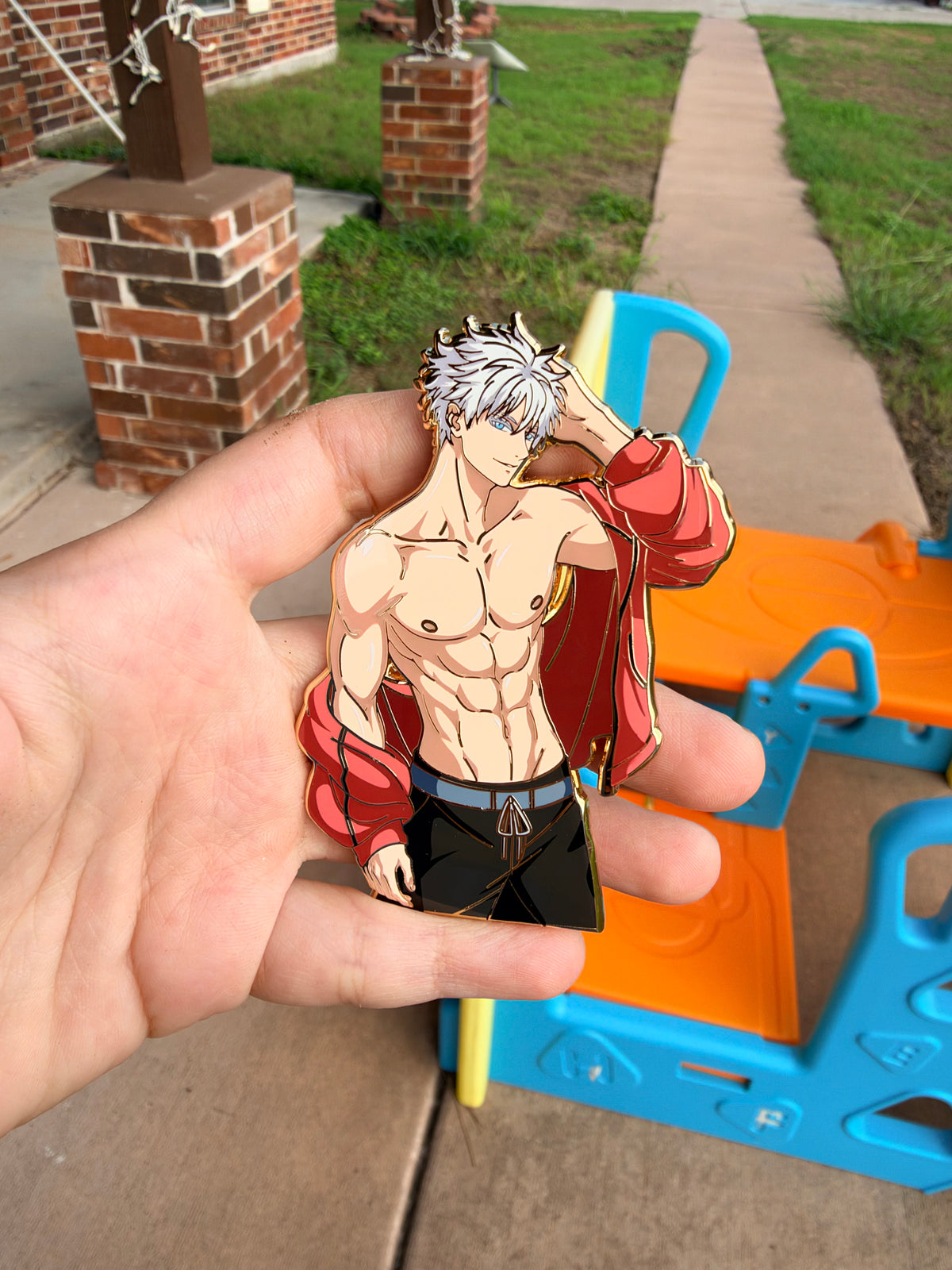 GoGo boy in hand